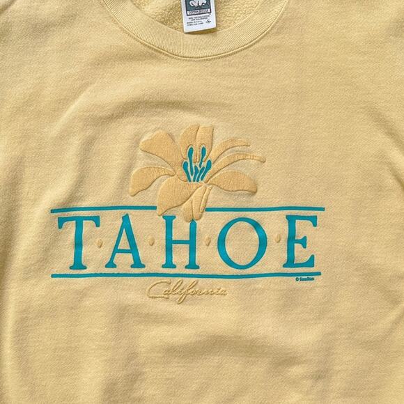 Vtg 90s Sweatshirt SMALL Tahoe California Pullover Unisex - Picture 4 of 4